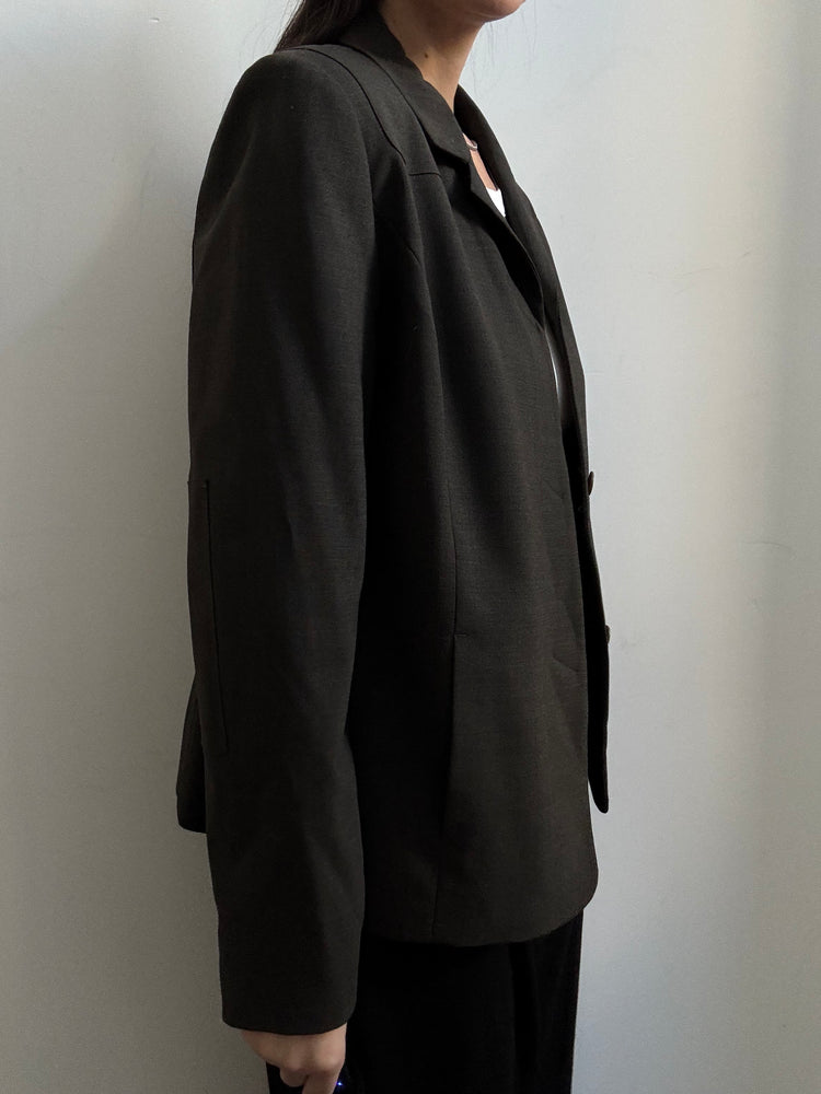 Vintage Deep Grey Fitted Blazer Size Medium