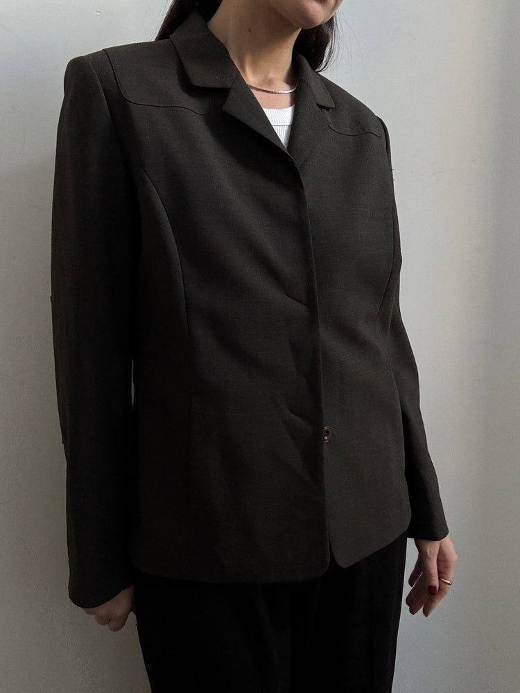 Vintage Deep Grey Fitted Blazer Size Medium