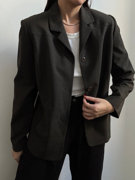 Vintage Deep Grey Fitted Blazer Size Medium