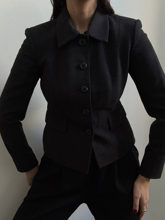 Vintage Jones New York Deep Grey Buttoned Blazer Size Small