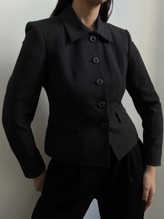 Vintage Jones New York Deep Grey Buttoned Blazer Size Small