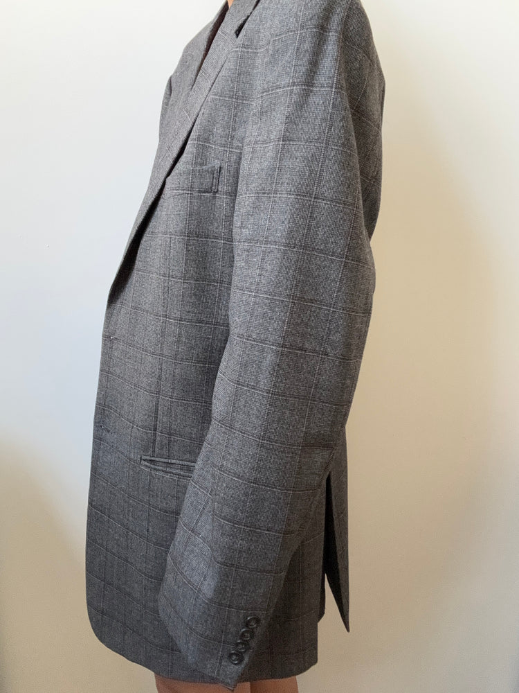 Vintage Gray Plaid Blazer Size Large