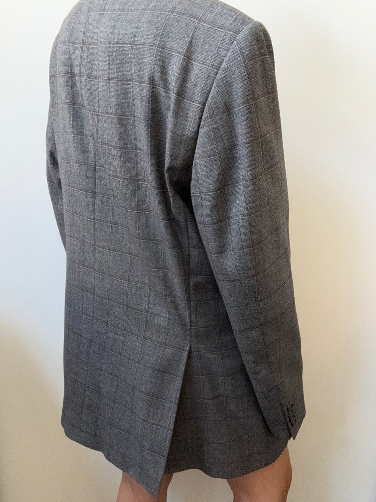 Vintage Gray Plaid Blazer Size Large