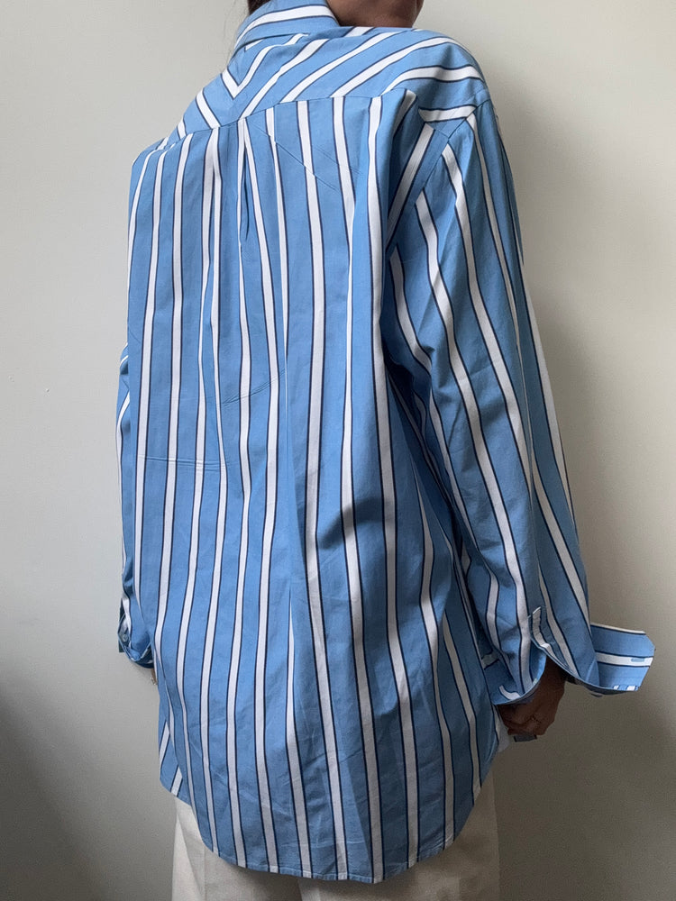 Vintage Blue Striped Button-Up Size Large
