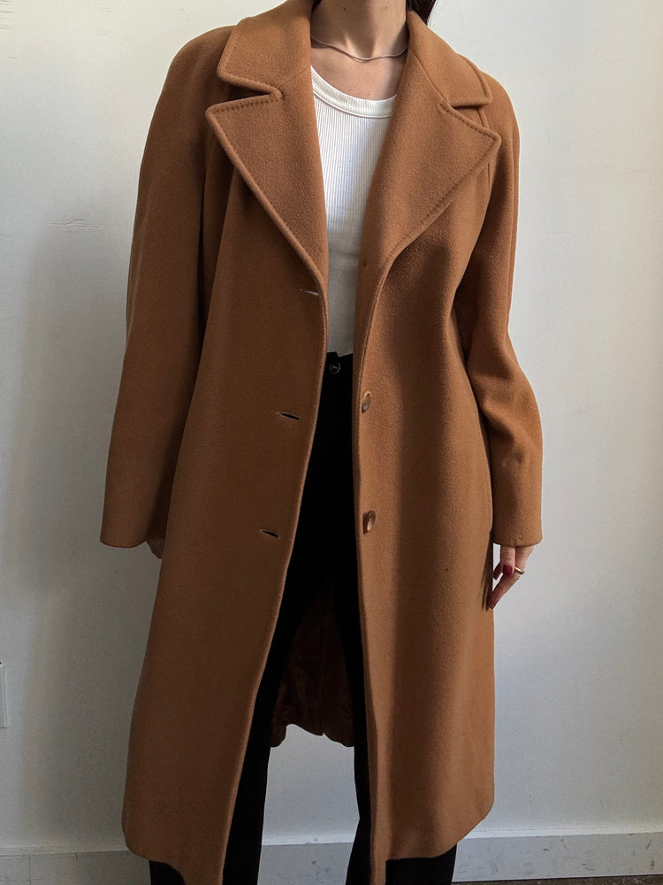 Vintage Italian Camel Wool Blend Coat Size Large