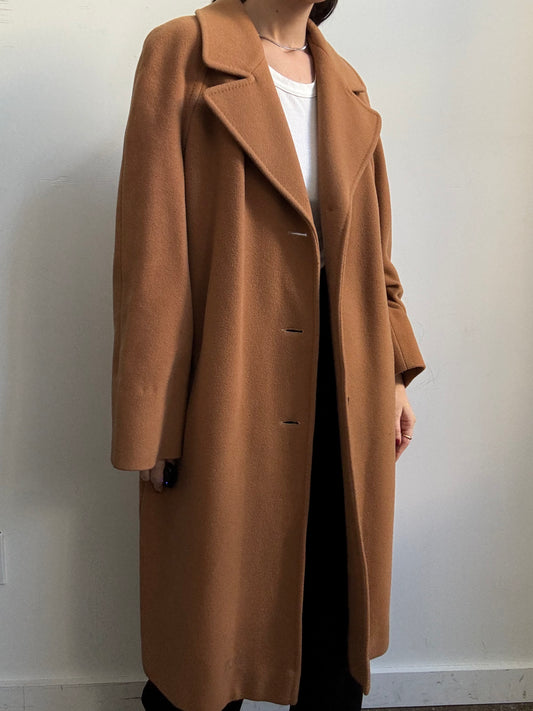 Vintage Italian Camel Wool Blend Coat Size Large