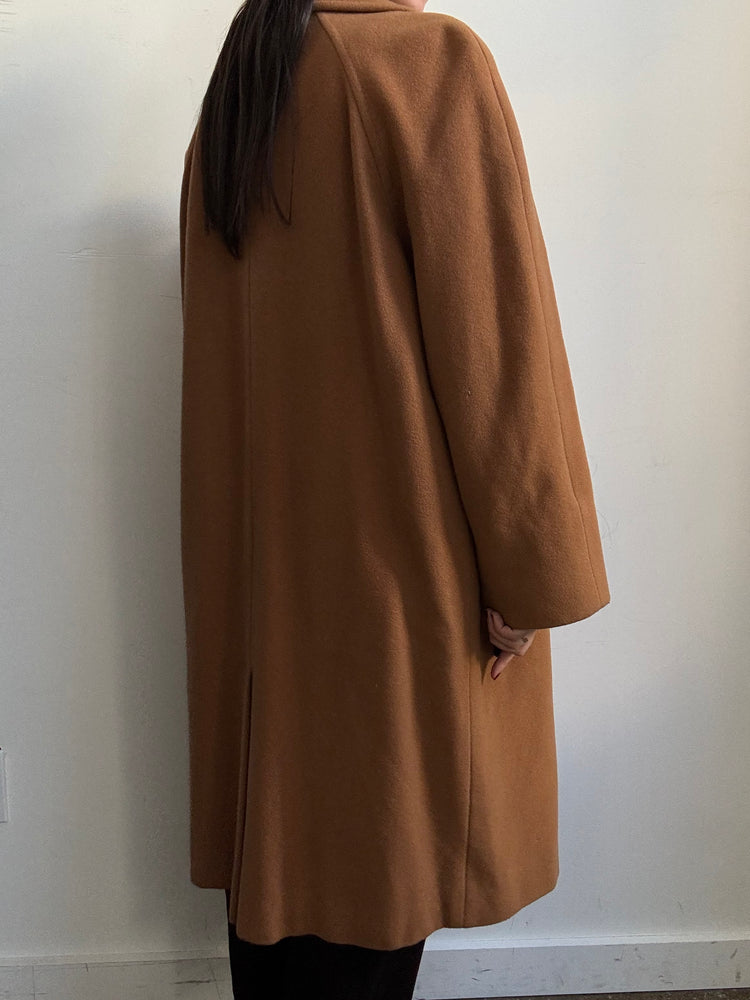 Vintage Italian Camel Wool Blend Coat Size Large