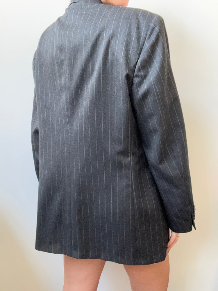 Vintage Dark Gray Pinstriped Blazer Size Large