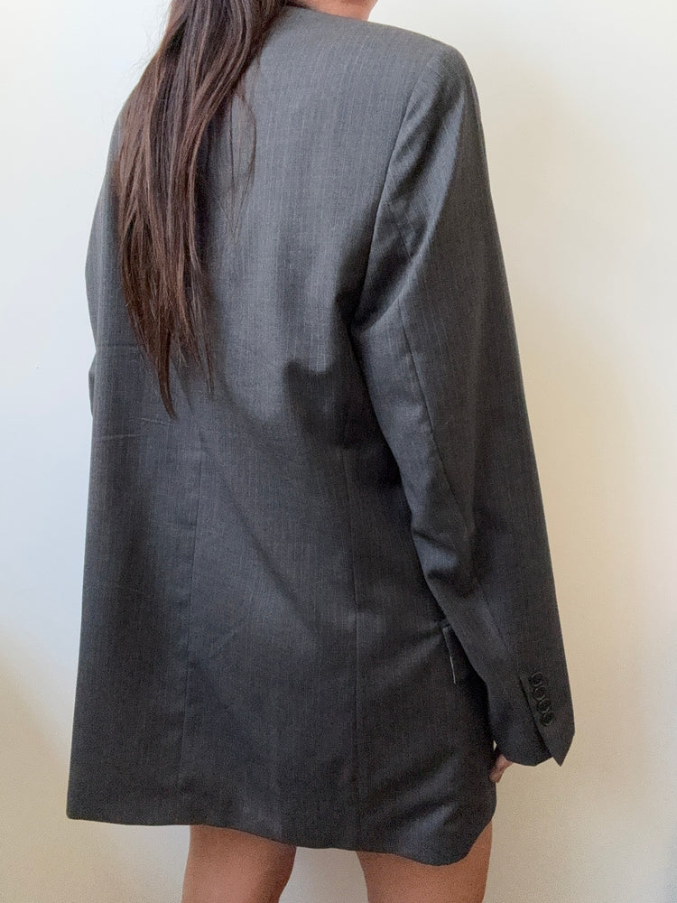 Vintage Gray Pinstriped Blazer Size Medium