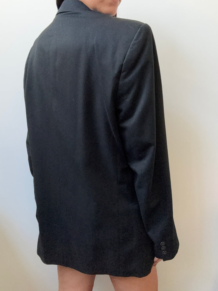 Vintage Solid Black Double-Breasted Blazer Size Large