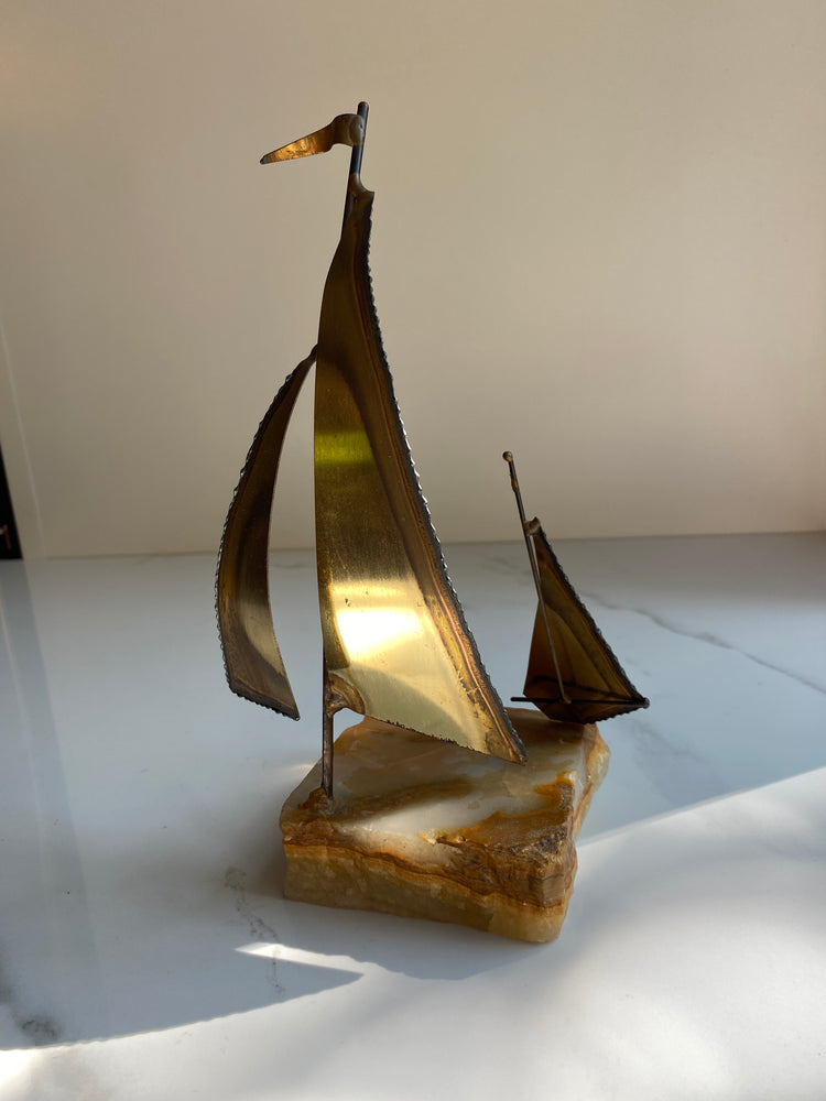 Vintage Marble & Brass Sailboat