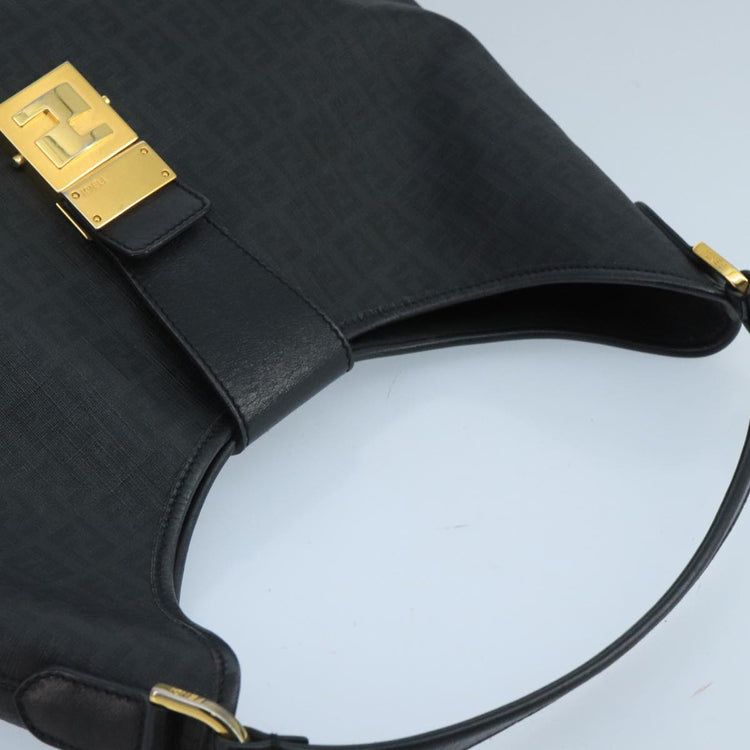 Black Fendi Zucchino Canvas Hobo Bag