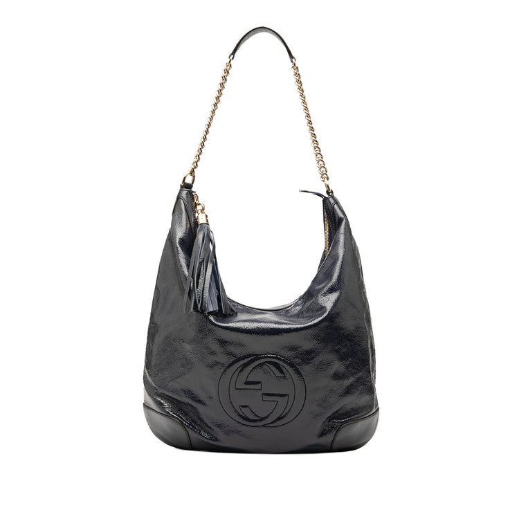 Vintage Gucci Patent Navy Blue Shoulder Bag