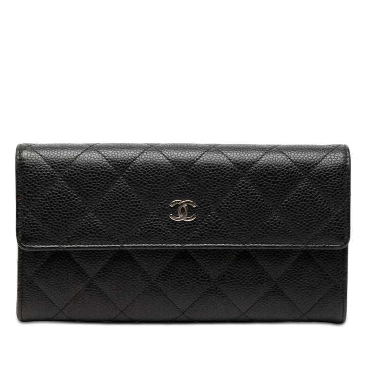 Vintage Chanel Black Quilted Flap Long Wallet