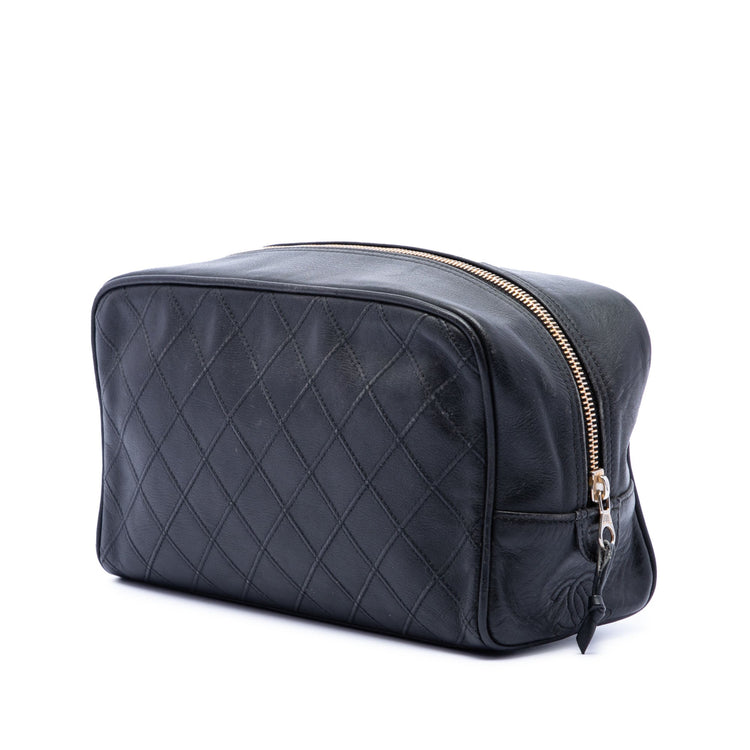 Vintage Chanel Black Lambskin Cosmetic Pouch