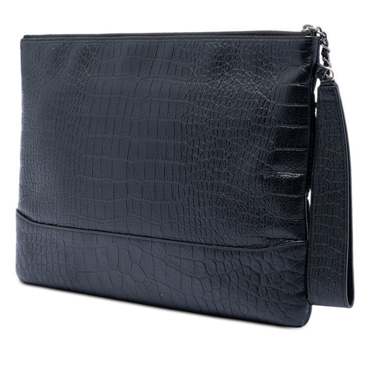 Vintage Chanel Croc Calfskin Cosmetic Bag