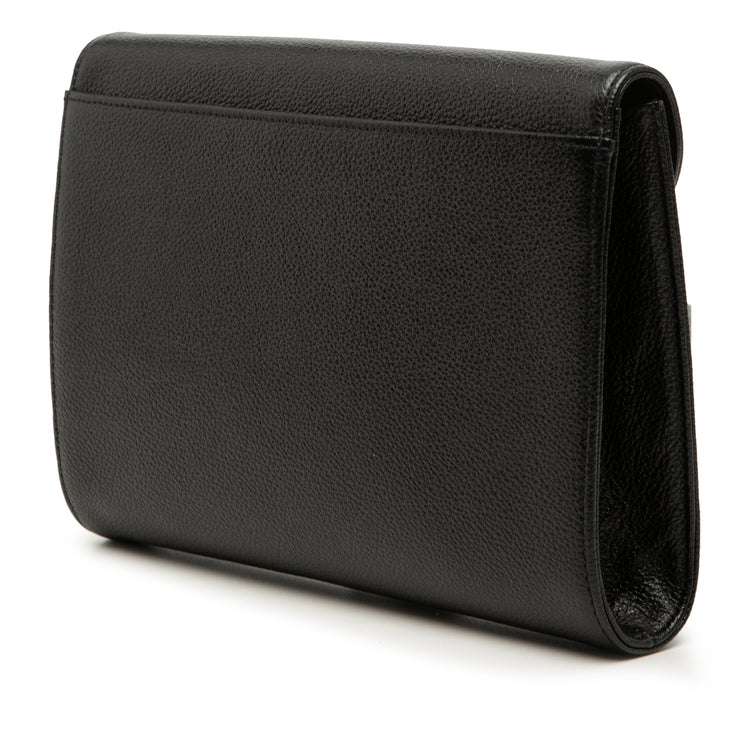 Vintage Saint Laurent Black Grained Clutch