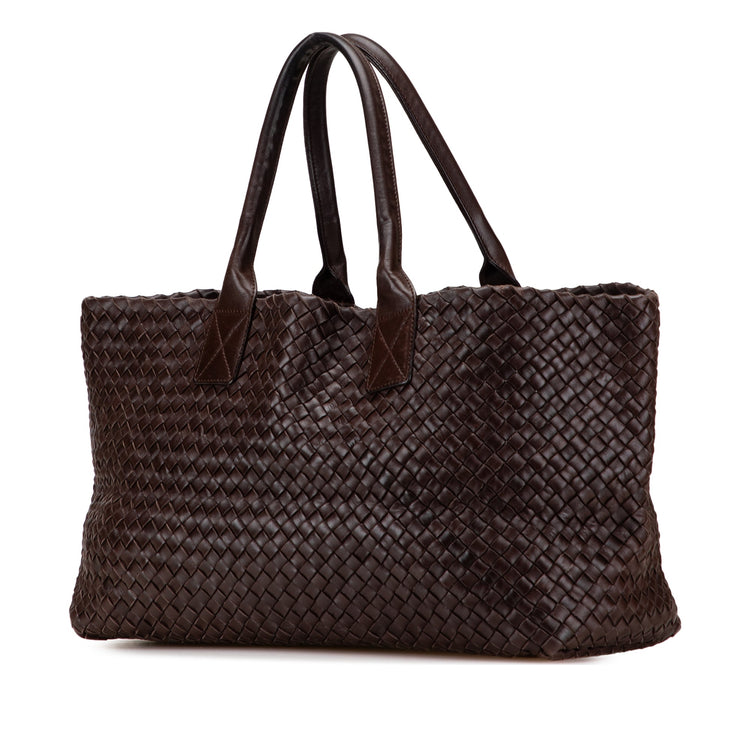 Vintage 2007 Bottega Veneta Medium Lambskin Intreccio Cabat Tote