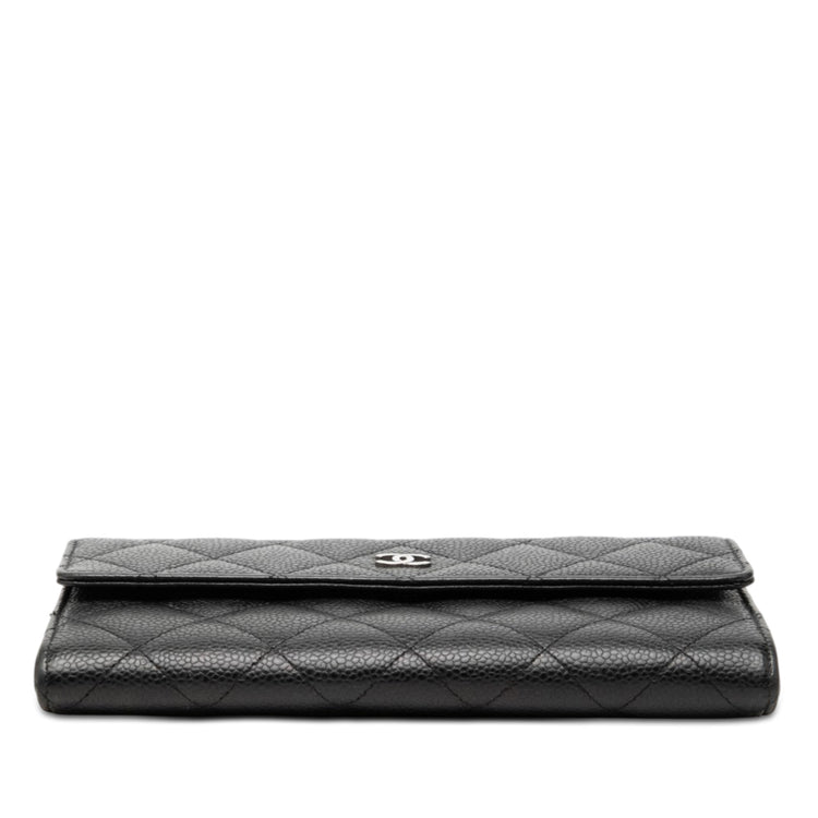 Vintage Chanel Black Quilted Flap Long Wallet