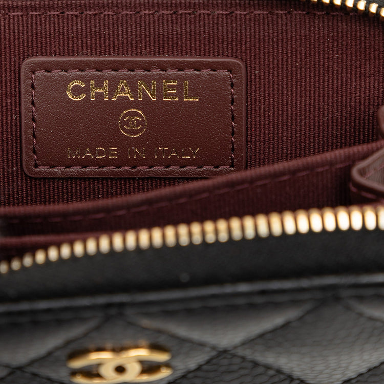 Vintage Chanel Quilted Caviar Zip Coin Pouch