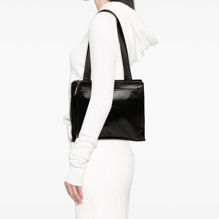 Vintage Chanel Black Front Zip Pocket