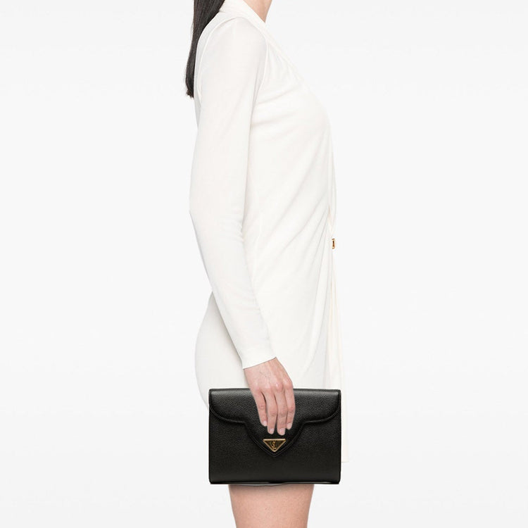 Vintage Saint Laurent Black Grained Clutch
