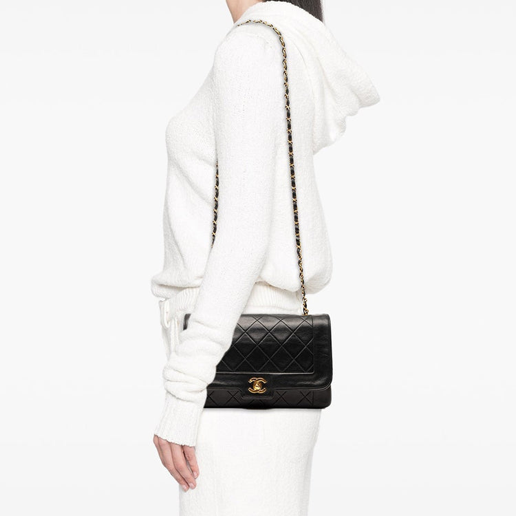 Vintage Black Chanel LambSkin Diana Bag
