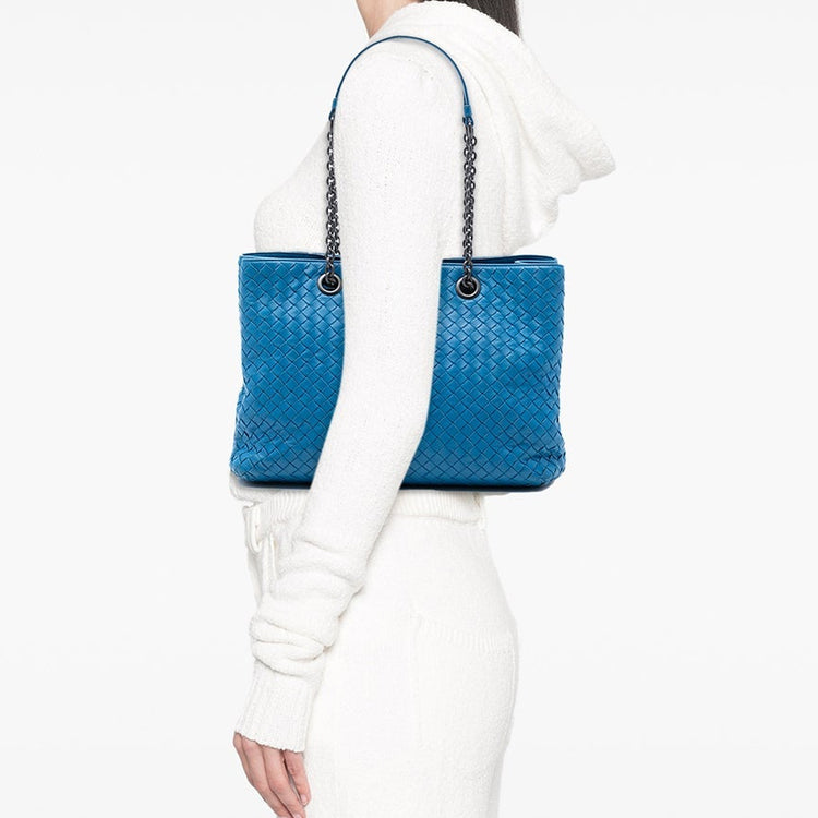 Vintage Blue Bottega Double Chain Tote
