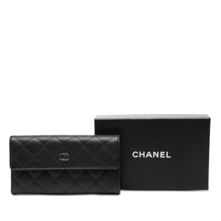 Vintage Chanel Black Quilted Flap Long Wallet