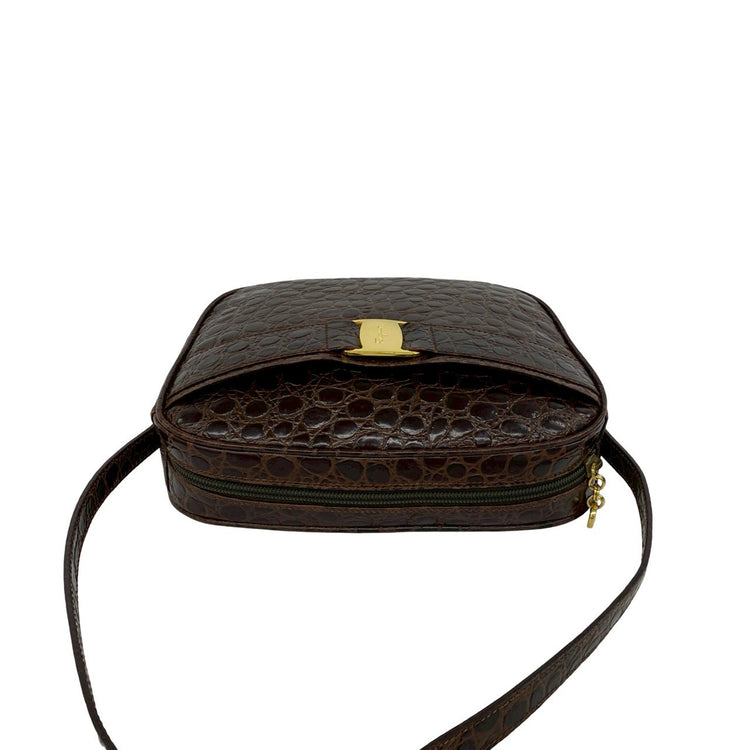 Vintage Ferragamo Croc Leather Crossbody