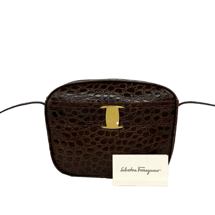 Vintage Ferragamo Croc Leather Crossbody
