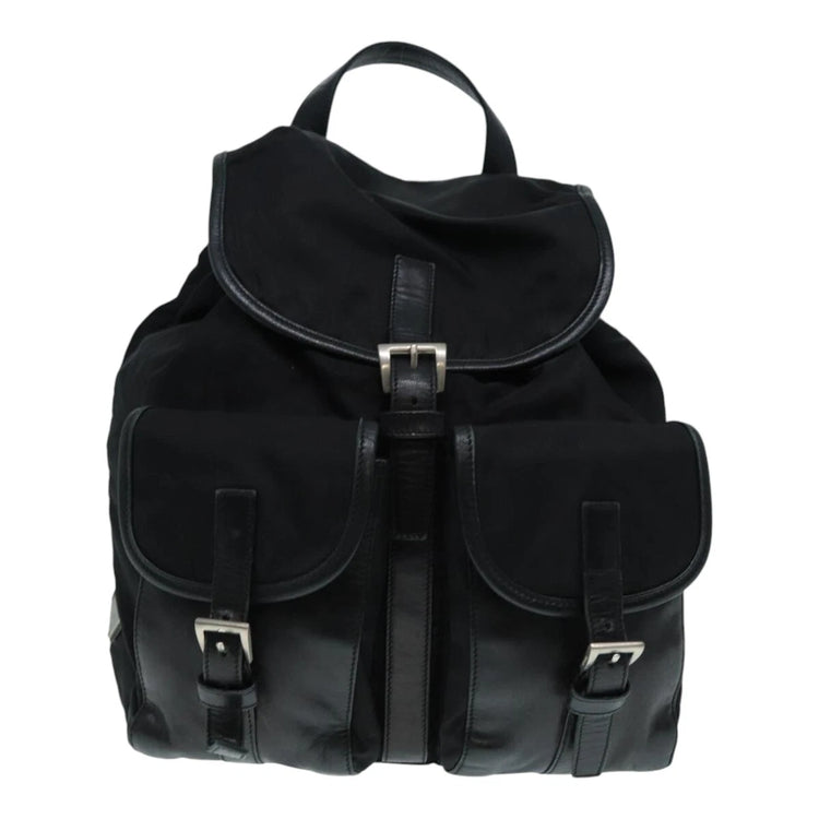 Vintage Prada Black Nylon and Leather Backpack