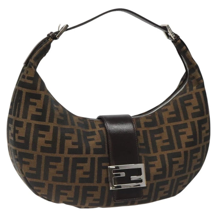 Vintage Fendi Zucca Canvas Hobo Shoulder Bag