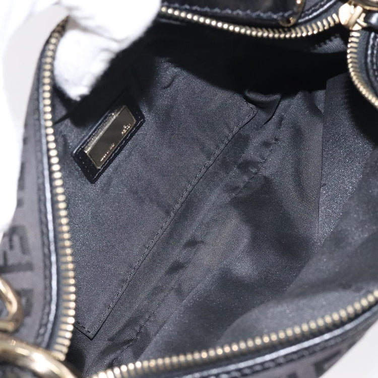 Black Fendi Zucchino Canvas Shoulder Bag