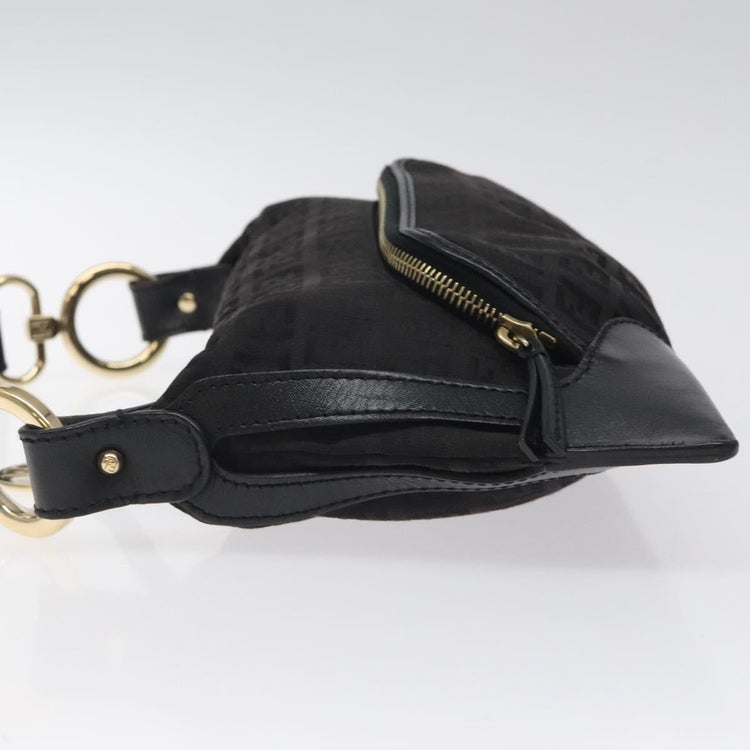 Black Fendi Zucchino Canvas Shoulder Bag