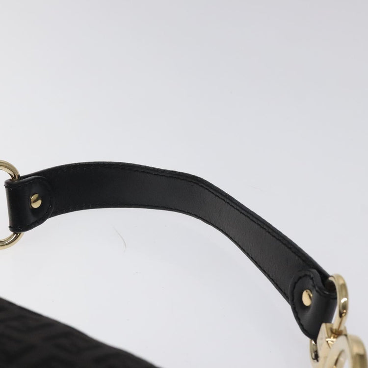 Black Fendi Zucchino Canvas Shoulder Bag