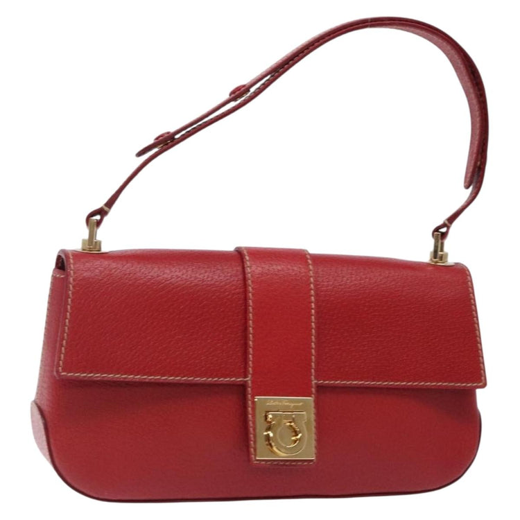 Vintage Ferragamo Red Leather Shoulder Bag