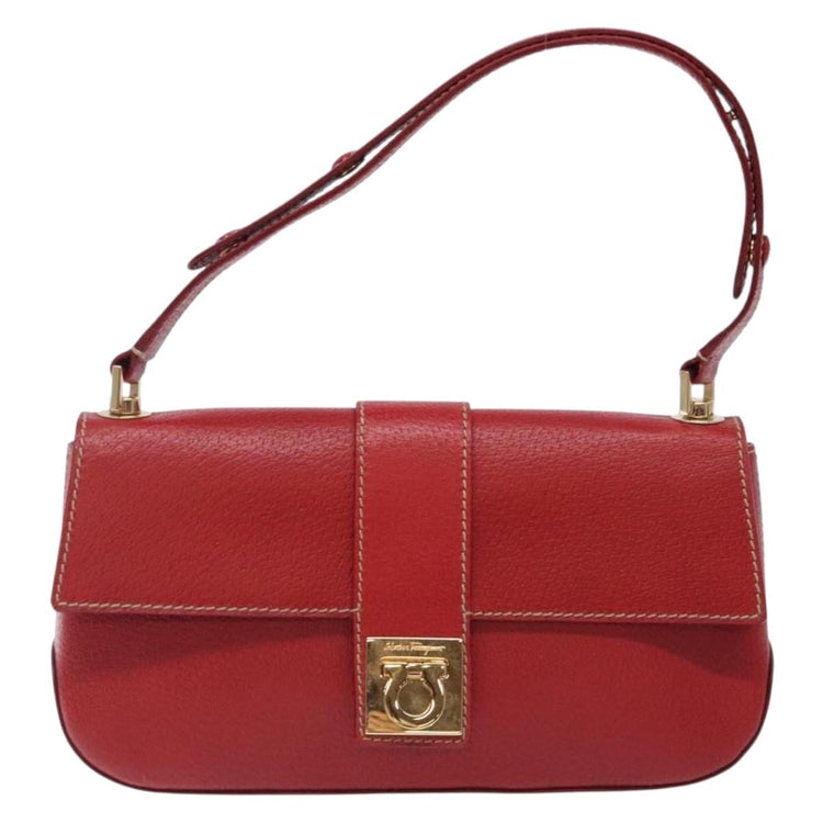Vintage Ferragamo Red Leather Shoulder Bag