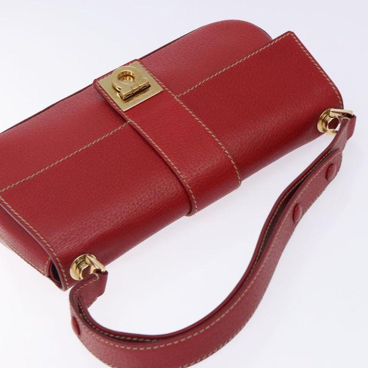 Vintage Ferragamo Red Leather Shoulder Bag