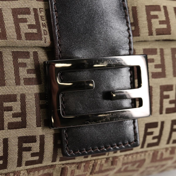 Vintage Fendi Zucchino Canvas Mamma Baguette Shoulder Bag