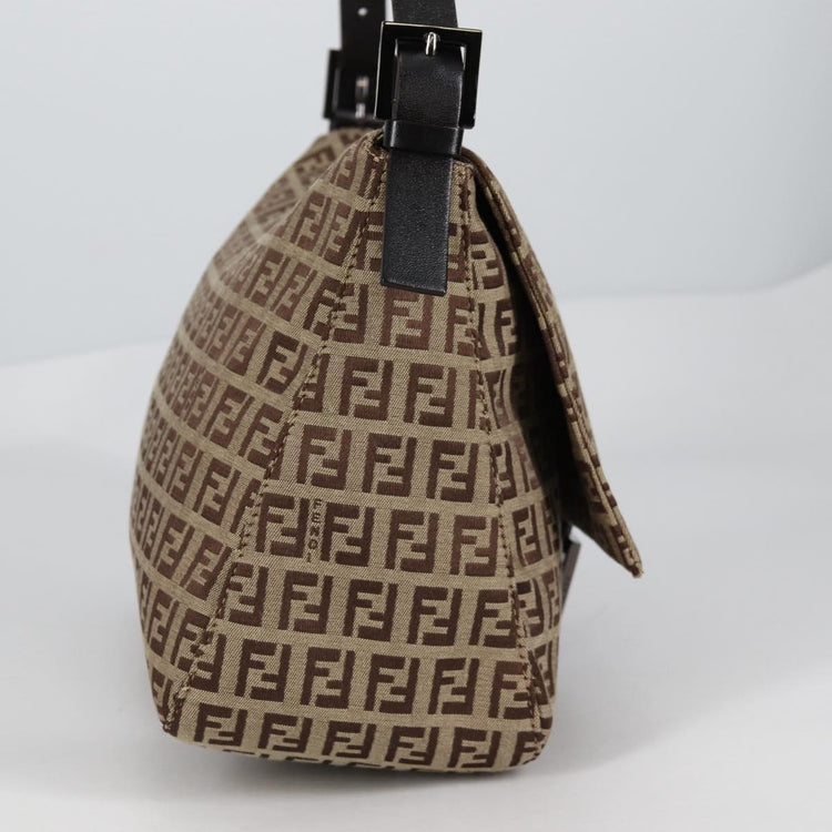 Vintage Fendi Zucchino Canvas Mamma Baguette Shoulder Bag