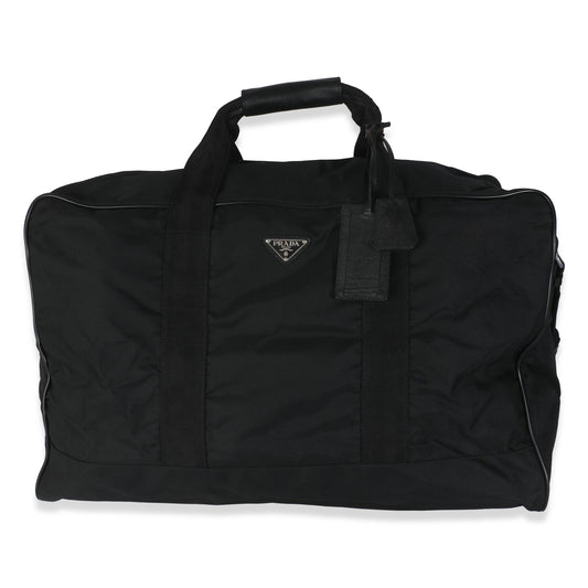 Vintage Prada Black Tessuto Nylon Large Duffle Bag