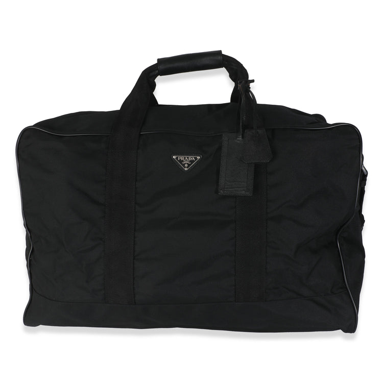 Vintage Prada Black Tessuto Nylon Large Duffle Bag