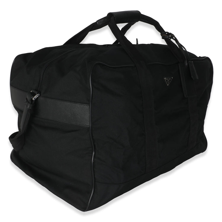 Vintage Prada Black Tessuto Nylon Large Duffle Bag