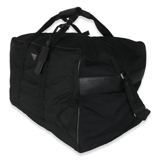 Vintage Prada Black Tessuto Nylon Large Duffle Bag