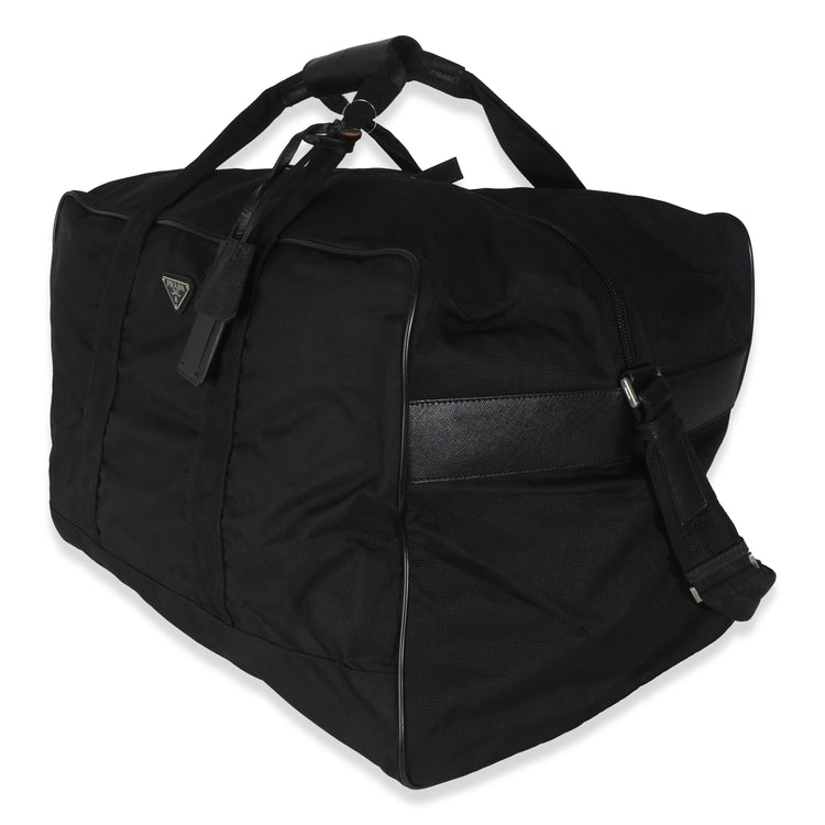Vintage Prada Black Tessuto Nylon Large Duffle Bag