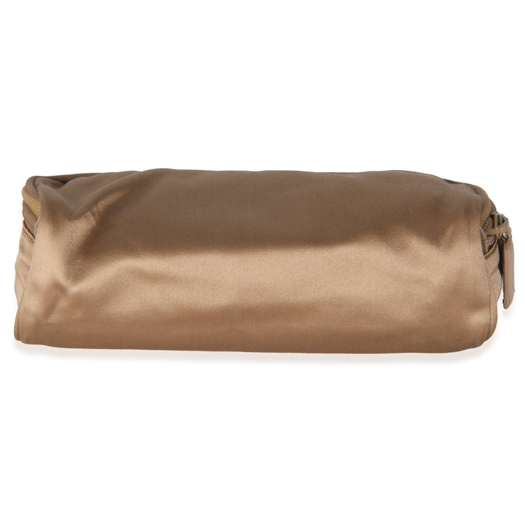Vintage Prada Gold Satin Logo Cosmetic Pouch Case