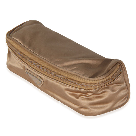 Vintage Prada Gold Satin Logo Cosmetic Pouch Case