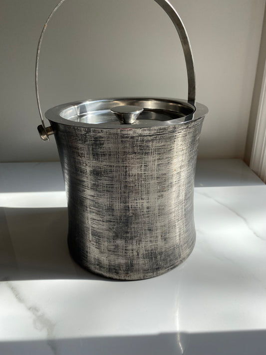 Vintage Metal Silver & Black Ice Bucket