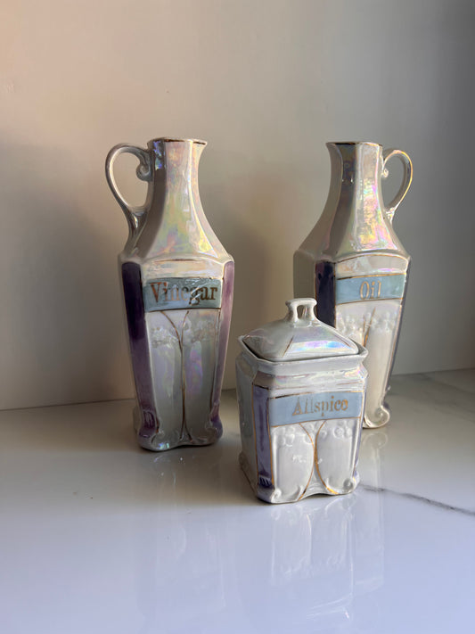 Vintage German Made Vinegar & Oil Ceramic Set